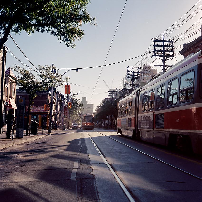 Street Cars, Morning Sun, Queen Street, Toronto