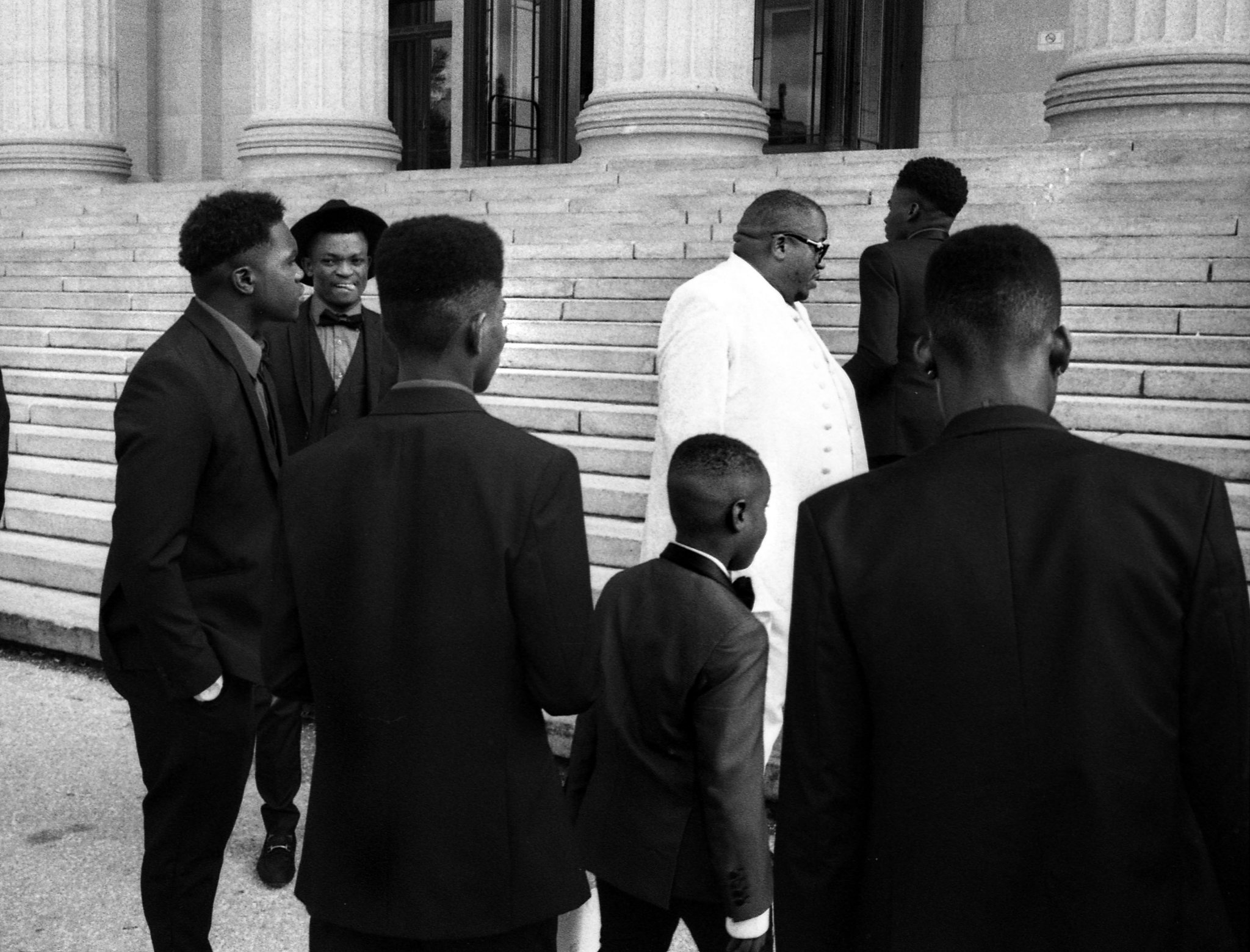 The groom wore white