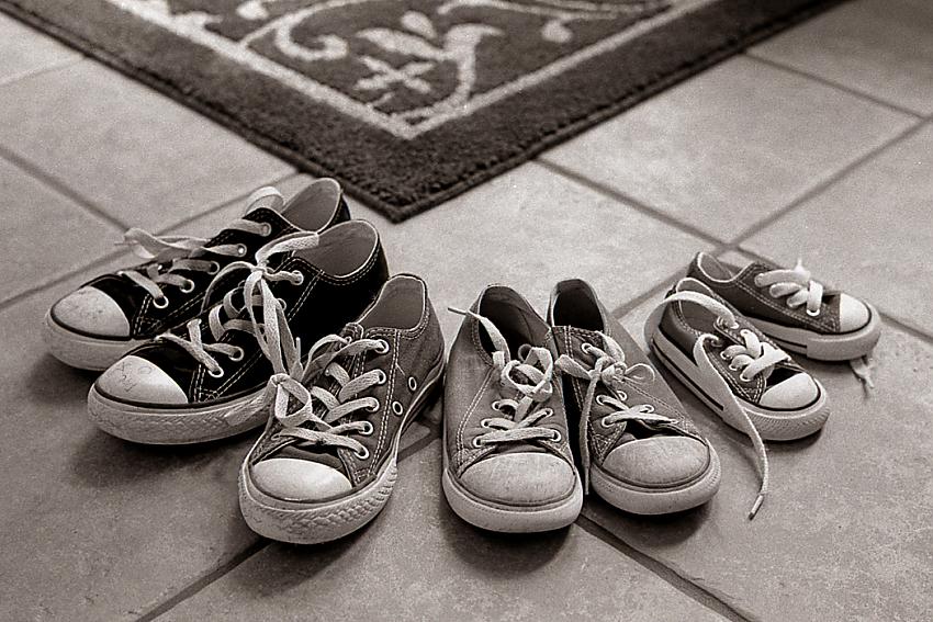 The kids' converse sneakers.