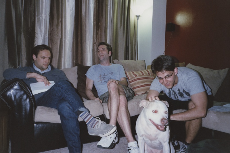 three friends and dog