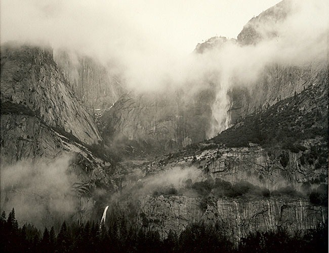 Upper & Lower Yosemite Falls, Low Clouds