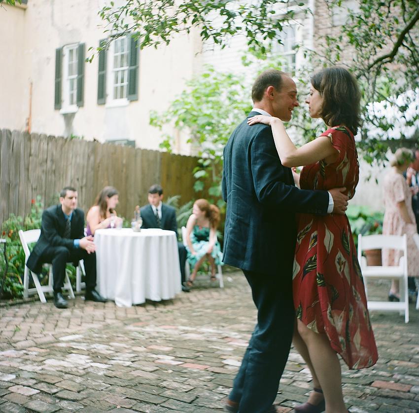 Wedding guests dance