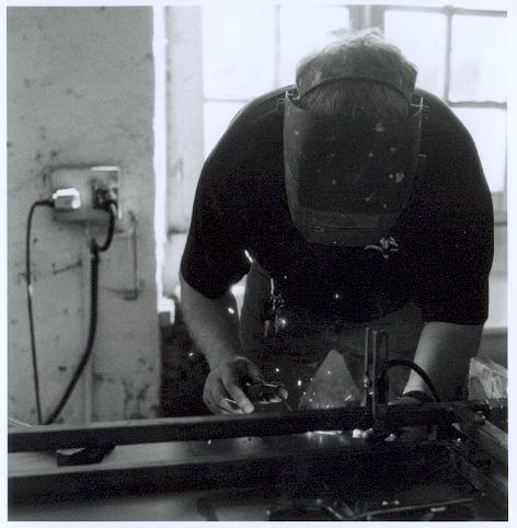 Welding the frame for the sign