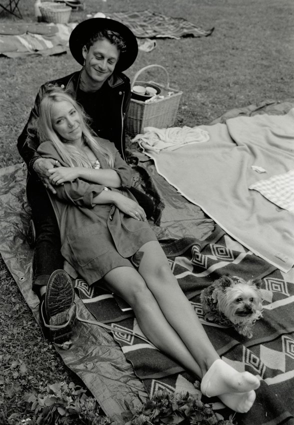 Young couple with dog