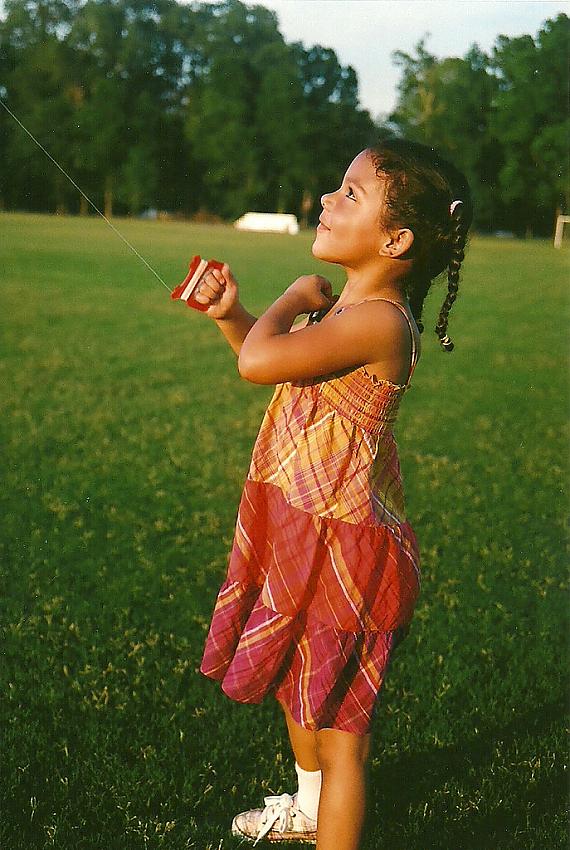 Zoe flying a kite